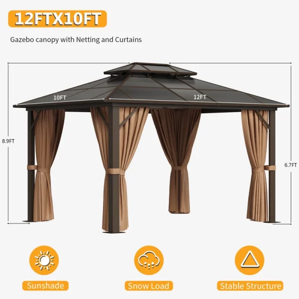 High-quality outdoor gazebo with mosquito netting and curtains