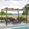 Aluminium Pergola with Adjustable Grey Canopy for Outdoor Spaces