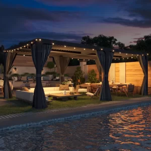 Sleek and durable outdoor pergola with shade and elegance