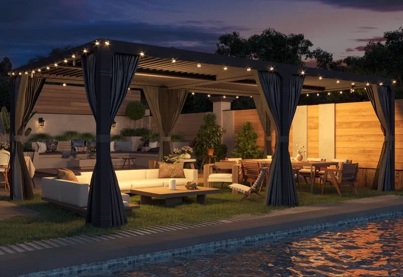 Sleek and durable outdoor pergola with shade and elegance