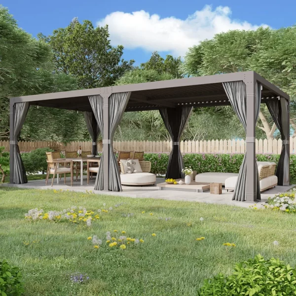 Sleek and durable outdoor pergola with shade and elegance