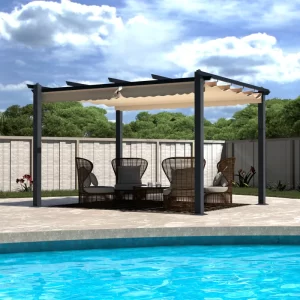 Sleek and durable outdoor pergola with shade and elegance