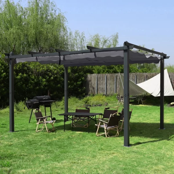 Sleek and durable outdoor pergola with shade and elegance