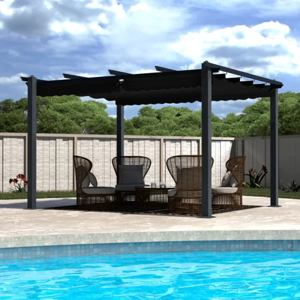 Sleek and durable outdoor pergola with shade and elegance