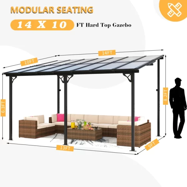  Sleek and durable outdoor pergola with shade and elegance