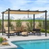 Aluminium Pergola with Adjustable Grey Canopy for Outdoor Spaces