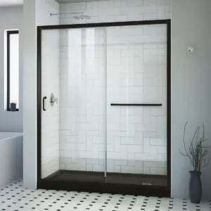 Infinity-Z 60" W x 74.75" H Framed Sliding Shower Kit Black
