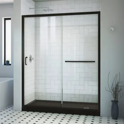 Infinity-Z 60" W x 74.75" H Framed Sliding Shower Kit Black