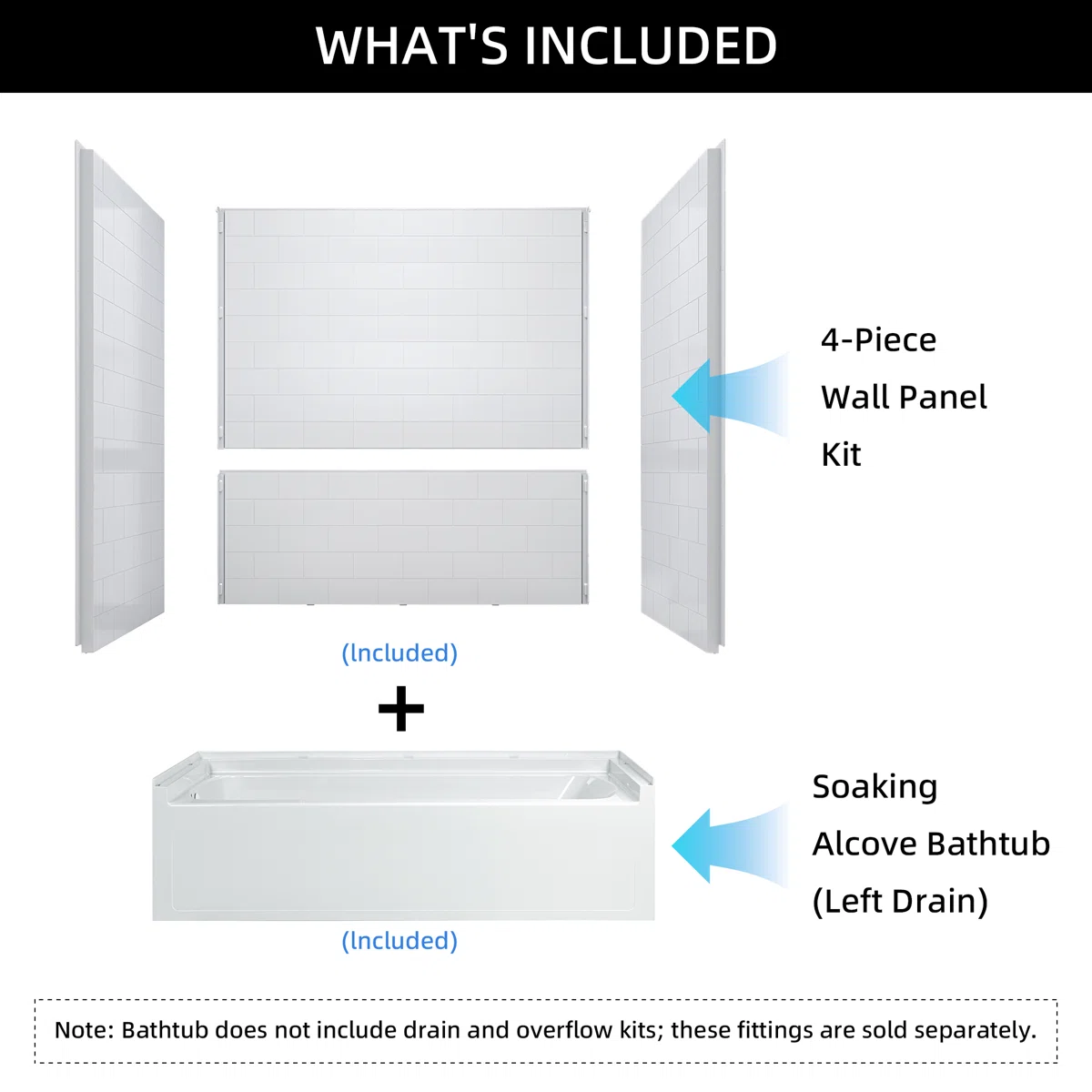Woodbridge 60 x 32 Surface Alcove Tub and Wall Kit Woodbridge 60 x 32 Surface Alcove Tub and Wall Kit