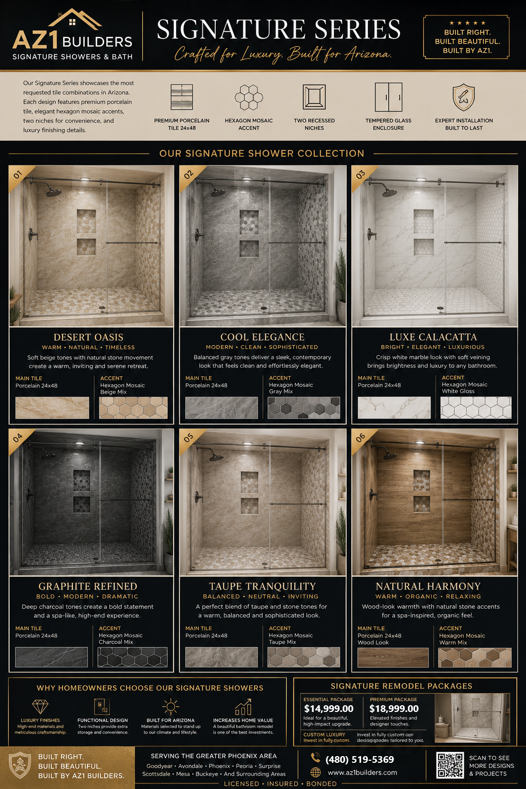 Desert Oasis Signature Series shower design illustration